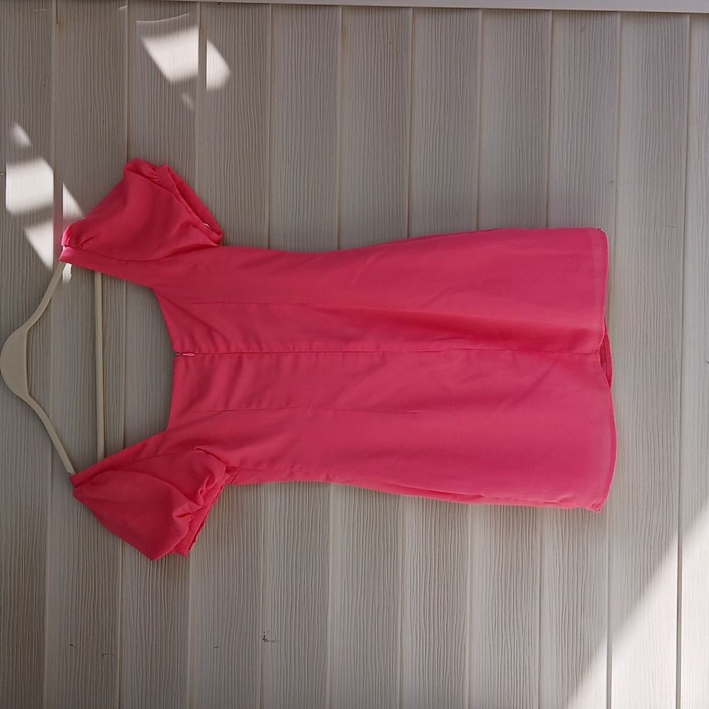 More To Come Maddy, Elegant Pink Puff Sleeve Dress X Revolve - Picture 4 of 4